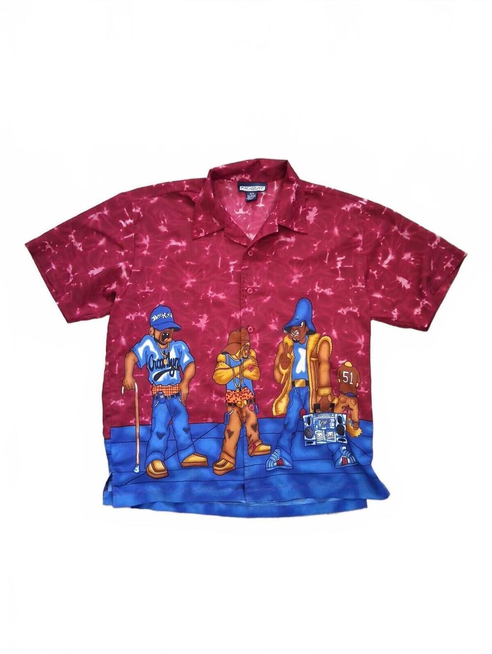 Vintage 90s Paragraff Men's Medium Tye Die Hip Hop Streetwear Short Sleeve Shirt